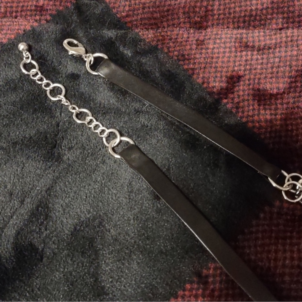 EUC Faux leather”Home Made” double chain necklace. - Picture 3 of 6